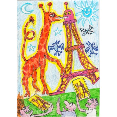 La girafe amoureuse de la Tour Eiffel